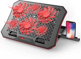 img 1 attached to 💻 AICHESON Laptop Cooling Pad for 15.6-17 Inch Laptops - Lapdesk & Desk Compatible, 6 Cooling Fans with Red Lights, 7 Ergonomic Stands for Home Office Work