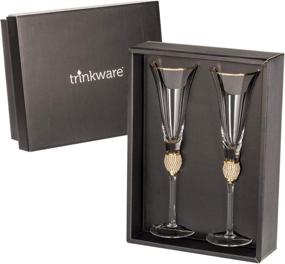 img 3 attached to Rhinestone Champagne Flutes Set for Fabulous Drinking Experience