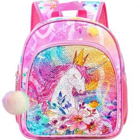 img 4 attached to Toddler Backpack Unicorn Sequin Bookbag Backpacks for Kids' Backpacks