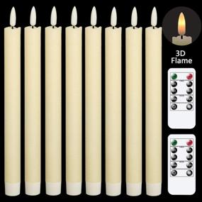 img 4 attached to 🕯️ GenSwin Taper Flameless Candles Flickering with 2 Remote Controls and Timer - Pack of 8 Real Wax Window Candles for Christmas Home Decor (Ivory, 0.78 X 9.64 Inch)