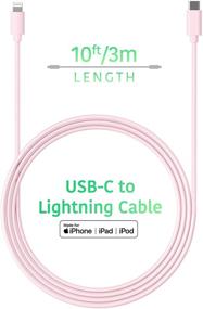 img 3 attached to 🌸 TalkWorks 10ft Long Heavy Duty USB C to Lightning Cable - Fast Charging Power Delivery (PD) MFI Certified for iPhone 12, 11, XR, XS, X, 8, 7, 6, 5, SE, iPad - Pale Pink