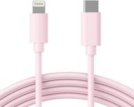 🌸 talkworks 10ft long heavy duty usb c to lightning cable - fast charging power delivery (pd) mfi certified for iphone 12, 11, xr, xs, x, 8, 7, 6, 5, se, ipad - pale pink logo