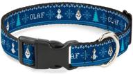 🐶 buckle-down olaf snowflakes stitch dog collar: adjustable sizes for small, medium, large dogs - blues and whites with plastic clip logo