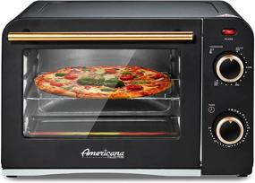 img 4 attached to 🍕 Elite Gourmet Americana 9” Pizza Toaster Oven, Vintage Diner 50’s Retro Countertop, Bake, Broil, Toast, Temperature Control & Adjustable 60-Minute Timer, Printed Glass Door Error, Black, 4-Slice
