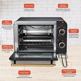 img 2 attached to 🍕 Elite Gourmet Americana 9” Pizza Toaster Oven, Vintage Diner 50’s Retro Countertop, Bake, Broil, Toast, Temperature Control & Adjustable 60-Minute Timer, Printed Glass Door Error, Black, 4-Slice