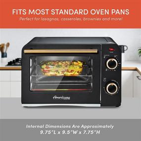 img 1 attached to 🍕 Elite Gourmet Americana 9” Pizza Toaster Oven, Vintage Diner 50’s Retro Countertop, Bake, Broil, Toast, Temperature Control & Adjustable 60-Minute Timer, Printed Glass Door Error, Black, 4-Slice
