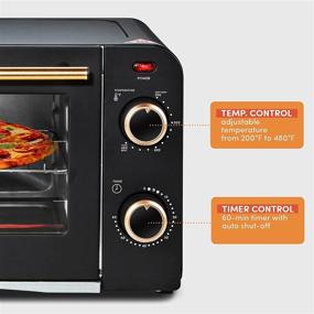 img 3 attached to 🍕 Elite Gourmet Americana 9” Pizza Toaster Oven, Vintage Diner 50’s Retro Countertop, Bake, Broil, Toast, Temperature Control & Adjustable 60-Minute Timer, Printed Glass Door Error, Black, 4-Slice