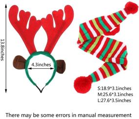 img 1 attached to 🎄 LOCOLO 4-Pack Christmas Dog Scarves and Reindeer Antlers Headband, Festive Striped Holiday Scarf Xmas Headband Sets, Trendy Dog Accessory for Puppies, Dogs, and Cats