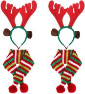 🎄 locolo 4-pack christmas dog scarves and reindeer antlers headband, festive striped holiday scarf xmas headband sets, trendy dog accessory for puppies, dogs, and cats логотип