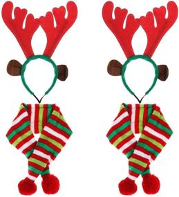 img 4 attached to 🎄 LOCOLO 4-Pack Christmas Dog Scarves and Reindeer Antlers Headband, Festive Striped Holiday Scarf Xmas Headband Sets, Trendy Dog Accessory for Puppies, Dogs, and Cats