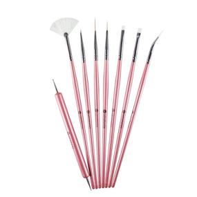 img 2 attached to 💅 Winstonia Glam Gadgets: 8-Piece Professional Nail Art Brushes Set for Precision Details, Liner, Dotting, Fan Brush, Striping, UV Gel, and Angular Designs