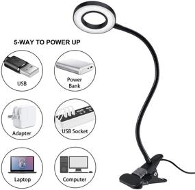 img 1 attached to 🔦 Clip Light Reading Lamp - QQAPPU 24 LED Desk Lamp with 3 Color Modes and 10 Brightness Settings: Flexible Gooseneck Book Light for Video Conferencing, Headboard, and More