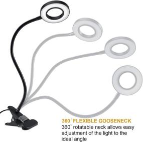 img 2 attached to 🔦 Clip Light Reading Lamp - QQAPPU 24 LED Desk Lamp with 3 Color Modes and 10 Brightness Settings: Flexible Gooseneck Book Light for Video Conferencing, Headboard, and More