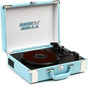 img 2 attached to 🎵 Discover the Grooviest Music Experience with the Rock 'N' Rolla Premium Portable Bluetooth USB Vinyl Turntable - Teal/White!