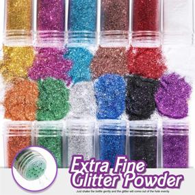 img 1 attached to 12 Pieces Fine Glitter Powder Set - FANDAMEI 12 Colors 10g Glitter Shake Jars for Crafts, Slime Making, Painting, Decoration, Body & Face Makeup, Nail Art, Pigment