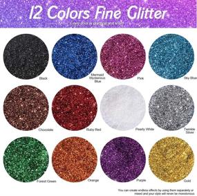 img 2 attached to 12 Pieces Fine Glitter Powder Set - FANDAMEI 12 Colors 10g Glitter Shake Jars for Crafts, Slime Making, Painting, Decoration, Body & Face Makeup, Nail Art, Pigment