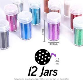 img 3 attached to 12 Pieces Fine Glitter Powder Set - FANDAMEI 12 Colors 10g Glitter Shake Jars for Crafts, Slime Making, Painting, Decoration, Body & Face Makeup, Nail Art, Pigment