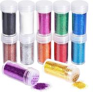 12 pieces fine glitter powder set - fandamei 12 colors 10g glitter shake jars for crafts, slime making, painting, decoration, body & face makeup, nail art, pigment logo