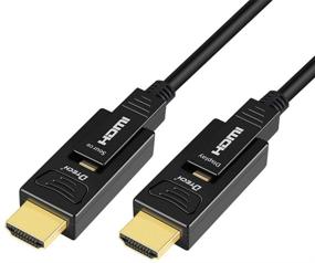 img 1 attached to 🔌 DTECH 50-футовый оптоволоконный HDMI-кабель - Ultra HD 4K 60 Гц, 4:4:4 субдискретизация цветности, высокоскоростной 18 Гбит/с с двумя микро-HDMI и стандартным разъемом HDMI.