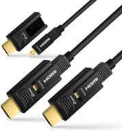 🔌 dtech 50-футовый оптоволоконный hdmi-кабель - ultra hd 4k 60 гц, 4:4:4 субдискретизация цветности, высокоскоростной 18 гбит/с с двумя микро-hdmi и стандартным разъемом hdmi. логотип