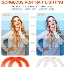 img 3 attached to 📸 FOSITAN 18" 55W LED Ring Light with 2M Stand - Dimmable 5500K/3200K, Filters, Carrying Bag - Ideal for YouTube Vlog, Makeup Studio, Video Shooting, Phone and Camera