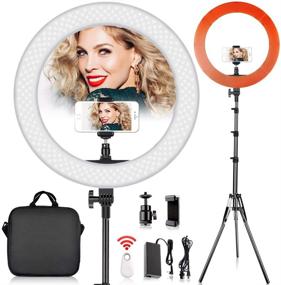 img 4 attached to 📸 FOSITAN 18" 55W LED Ring Light with 2M Stand - Dimmable 5500K/3200K, Filters, Carrying Bag - Ideal for YouTube Vlog, Makeup Studio, Video Shooting, Phone and Camera