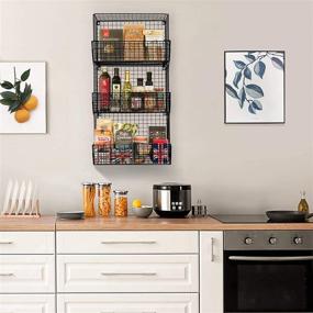 img 1 attached to 🔗 HBlife 3 Tier Metal Wire Baskets: Wall Mounted Storage with Chalkboards, Hooks, & Large Capacity for Kitchen, Bathroom, Garage Organization