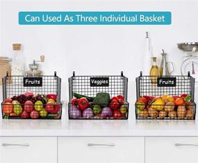 img 3 attached to 🔗 HBlife 3 Tier Metal Wire Baskets: Wall Mounted Storage with Chalkboards, Hooks, & Large Capacity for Kitchen, Bathroom, Garage Organization