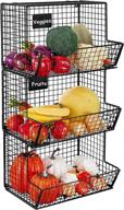 🔗 hblife 3 tier metal wire baskets: wall mounted storage with chalkboards, hooks, & large capacity for kitchen, bathroom, garage organization логотип