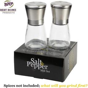 img 1 attached to 🧂 Best Home Products - Salt and Pepper Grinder Set - Set of Two Mills, Ideal for Peppercorns, Sea Salt, Himalayan Salt, Spices & Table Seasoning