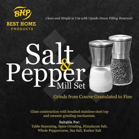 img 3 attached to 🧂 Best Home Products - Salt and Pepper Grinder Set - Set of Two Mills, Ideal for Peppercorns, Sea Salt, Himalayan Salt, Spices & Table Seasoning