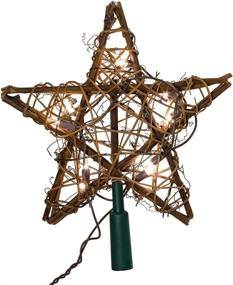 img 2 attached to 🌟 Natural Rattan Star Treetop with 10 Indoor Lights by Kurt Adler