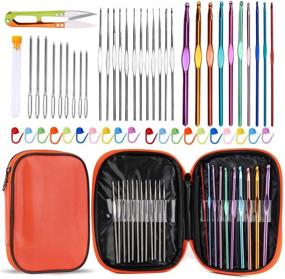 img 4 attached to Complete 54 Pc Crochet Needles Set with Storage Case - Ergonomic Hooks, Blunt Needles, Stitch Markers - Ideal DIY Hand Knitting Craft Art Tools for Beginners