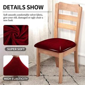 img 2 attached to Smiry Original Velvet Dining Chair Seat Covers - Set 🪑 of 6, Wine Red: Stretch Fitted, Washable & Stylish Furniture Protector Slipcovers