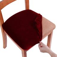 smiry original velvet dining chair seat covers - set 🪑 of 6, wine red: stretch fitted, washable & stylish furniture protector slipcovers logo