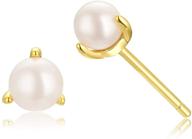 💎 elegant sterling silver stud earrings with delicate 3mm freshwater pearls logo