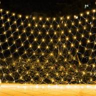 🌟 390 led christmas net lights, outdoor mesh fairy string lights, 13ft x 5ft 8 modes waterproof decorative for xmas tree, wedding, bushes, garden, party - warm white логотип