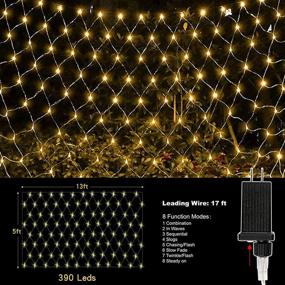 img 3 attached to 🌟 390 LED Christmas Net Lights, Outdoor Mesh Fairy String Lights, 13ft x 5ft 8 Modes Waterproof Decorative for Xmas Tree, Wedding, Bushes, Garden, Party - Warm White