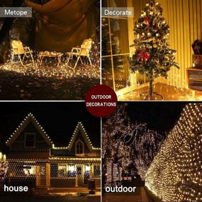 img 1 attached to 🌟 390 LED Christmas Net Lights, Outdoor Mesh Fairy String Lights, 13ft x 5ft 8 Modes Waterproof Decorative for Xmas Tree, Wedding, Bushes, Garden, Party - Warm White