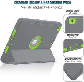 img 1 attached to 📱 SEYMAC Case for iPad 8/7 10.2 inch 2020/2019, 3-Layer Smart Magnetic Auto Sleep/Wake Cover Leather with Stand Feature, Gray/Green, iPad 8th/7th Generation