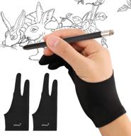 mixoo artist gloves for drawing tablet 2 pack - palm rejection drawing gloves for smooth paper sketching, ipad, graphics painting - suitable for both left and right hand (medium size) logo