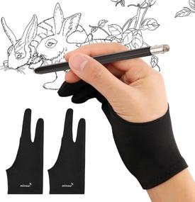 img 4 attached to Mixoo Artist Gloves for Drawing Tablet 2 Pack - Palm Rejection Drawing Gloves for Smooth Paper Sketching, iPad, Graphics Painting - Suitable for Both Left and Right Hand (Medium Size)