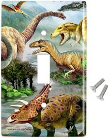 img 3 attached to 🦕 Enhance Your Décor with GRAPHICS & MORE Dinosaur Jurassic Dinoscape Plastic Wall Decor Toggle Light Switch Plate Cover