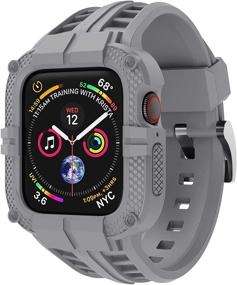 img 4 attached to Grey T-ENGINE Band for Apple Watch 40mm 38mm Series 6 Series 5/4/SE Series 3/2/1, TPU Rugged Band with Full Protection Case for Women and Men