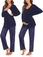 🏻 ekouaer maternity nursing pajama set - long sleeve breastfeeding sleepwear, soft hospital pregnancy pj sets logo