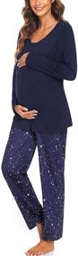 img 3 attached to 🏻 Ekouaer Maternity Nursing Pajama Set - Long Sleeve Breastfeeding Sleepwear, Soft Hospital Pregnancy PJ Sets