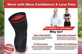 img 2 attached to 🏋️ Best Support and Pain Relief Knee Brace Compression Sleeve with Strap for Meniscus Tear, Arthritis, Running, Basketball, MCL, Jogging, Post Surgery Recovery - Men and Women - Athledict, L