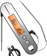 🌡️ thermopro tp610 dual probe instant read meat thermometer - digital food thermometer for cooking, grilling, smoker, bbq, oven - waterproof kitchen thermometer with alarm and auto rotating lcd screen logo