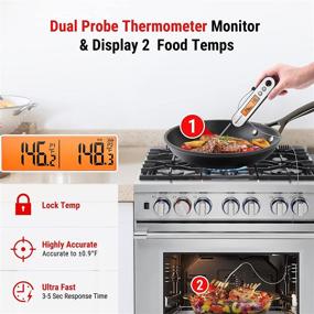 img 3 attached to 🌡️ ThermoPro TP610 Dual Probe Instant Read Meat Thermometer - Digital Food Thermometer for Cooking, Grilling, Smoker, BBQ, Oven - Waterproof Kitchen Thermometer with Alarm and Auto Rotating LCD Screen