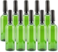 cornucopia brands 10-pack green plastic wine bottles; screw cap bordeaux-style empty wine bottles with seals logo